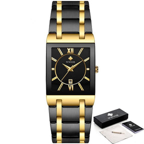 watches : Horloge Heren Volledig Goud - Luxe Quartz Polshorloge in Goud zwart goud van Pantino