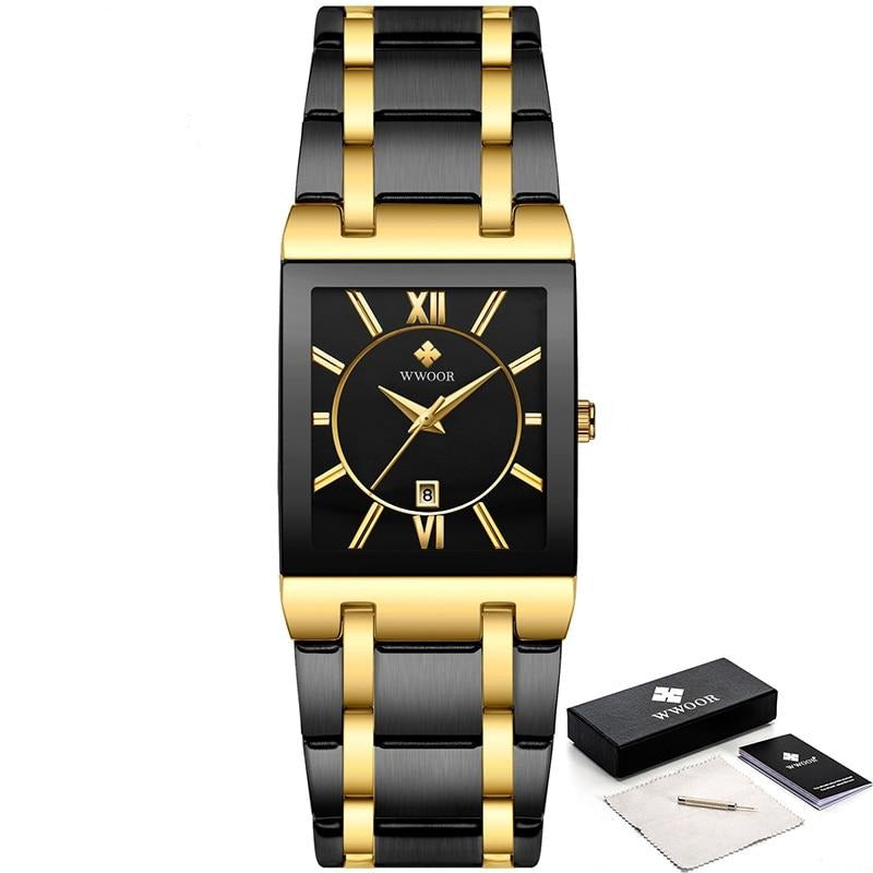 watches : Horloge Heren Volledig Goud - Luxe Quartz Polshorloge in Goud zwart goud van Pantino