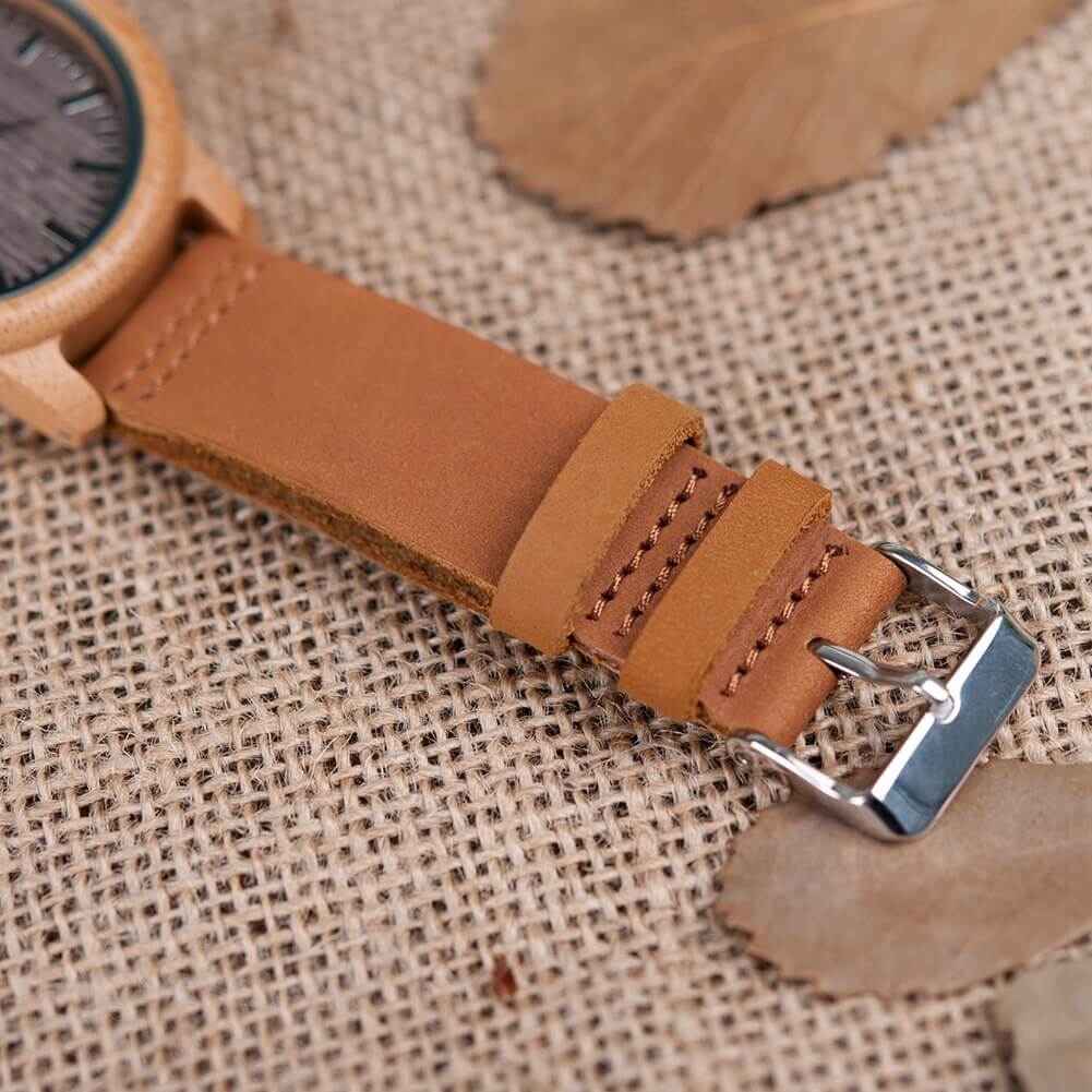 watches : Dames Houten Horloge Ebony & Bamboe - Elegant & Lichtgewicht in van Pantino