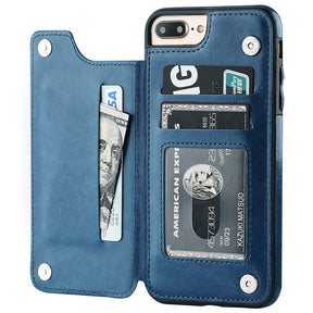 Phone Case : Portemonnee Zwart - IPhone Leren Hoesje in Blauw van Pantino