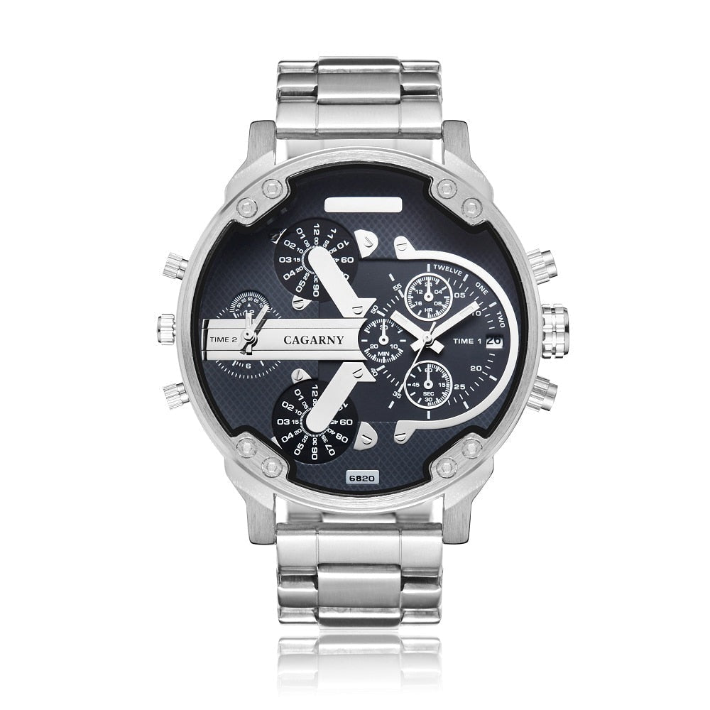 watches : Horloge Heren Zilver-Zwart - Relogio Quartz Herenhorloge in Zilver-Zilver van Pantino