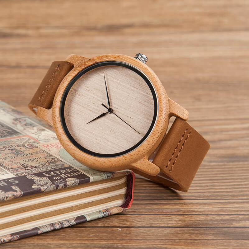 watches : Dames Houten Horloge Ebony & Bamboe - Elegant & Lichtgewicht in Eik van Pantino