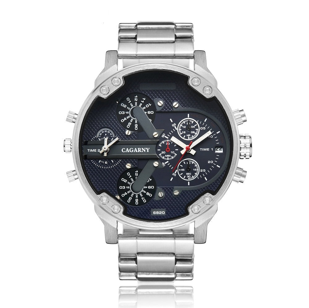watches : Horloge Heren Zilver-Zwart - Relogio Quartz Herenhorloge in Zilver-Zwart van Pantino