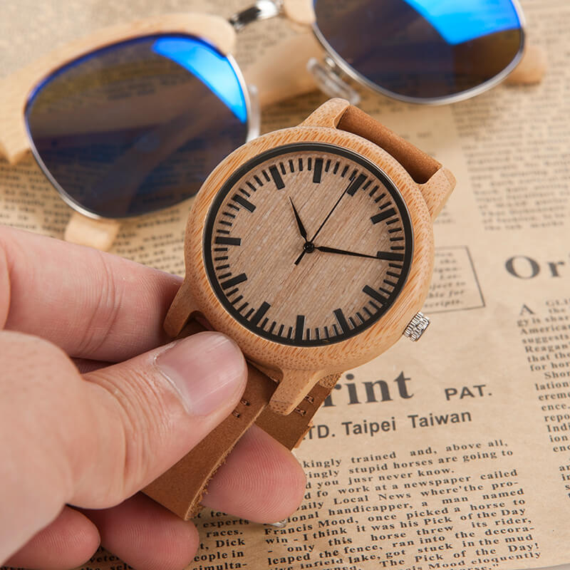 watches : Dames Houten Horloge Ebony & Bamboe - Elegant & Lichtgewicht in van Pantino