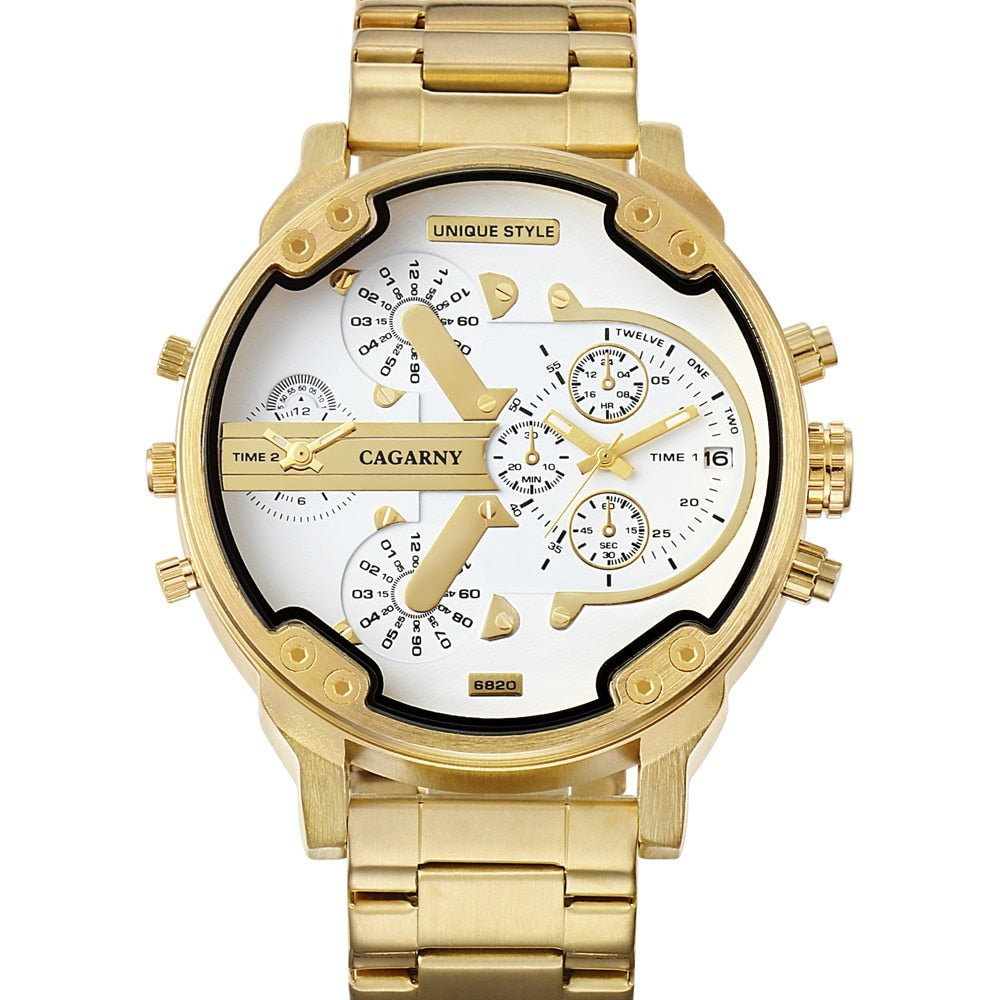 watches : Horloge Heren Zilver-Zwart - Relogio Quartz Herenhorloge in Goud-Wit van Pantino