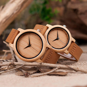 watches : Dames Houten Horloge Ebony & Bamboe - Elegant & Lichtgewicht in van Pantino