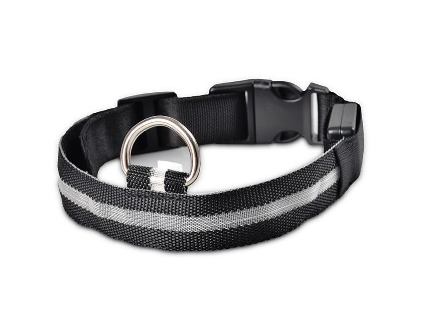 pets : LED Halsband Nylon - Blauw in Zwart van Pantino