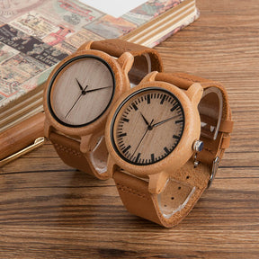 watches : Dames Houten Horloge Ebony & Bamboe - Elegant & Lichtgewicht in van Pantino