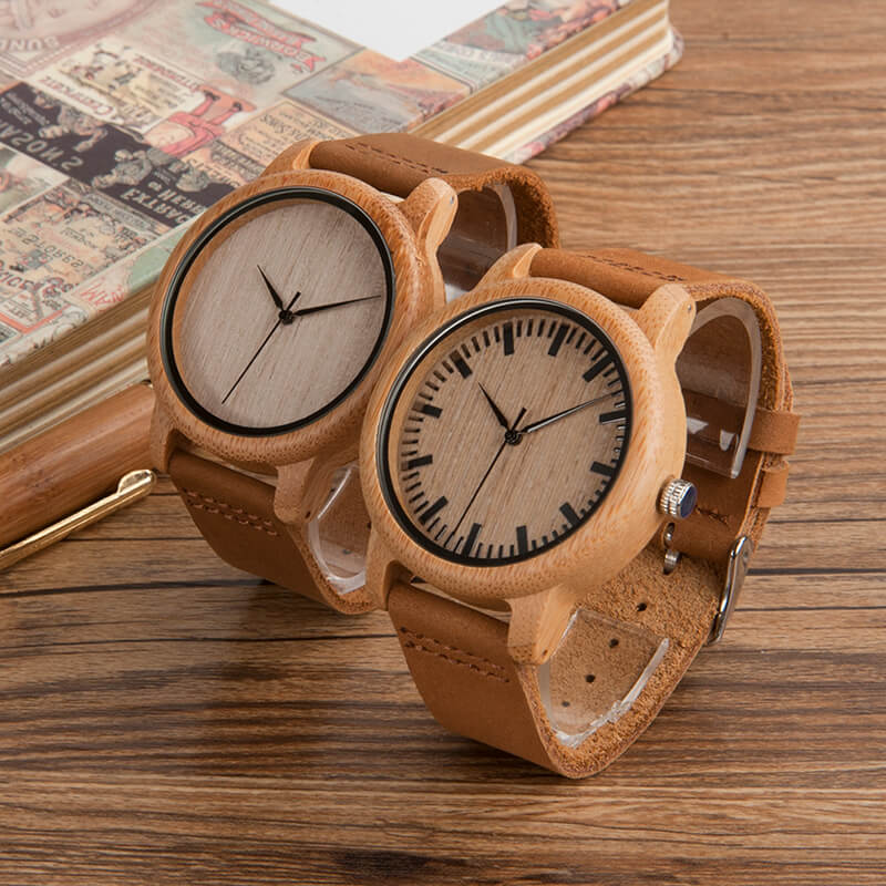 watches : Dames Houten Horloge Ebony & Bamboe - Elegant & Lichtgewicht in van Pantino