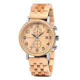 Montre Femme Beige - Montre Homme en Bois et Acier Inoxydable