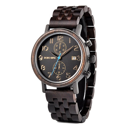 watches : Horloge Dames Beige - Herenhorloge in Hout en Staal Roestvrij Staal in Zwart van Pantino