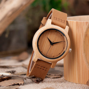 watches : Dames Houten Horloge Ebony & Bamboe - Elegant & Lichtgewicht in van Pantino