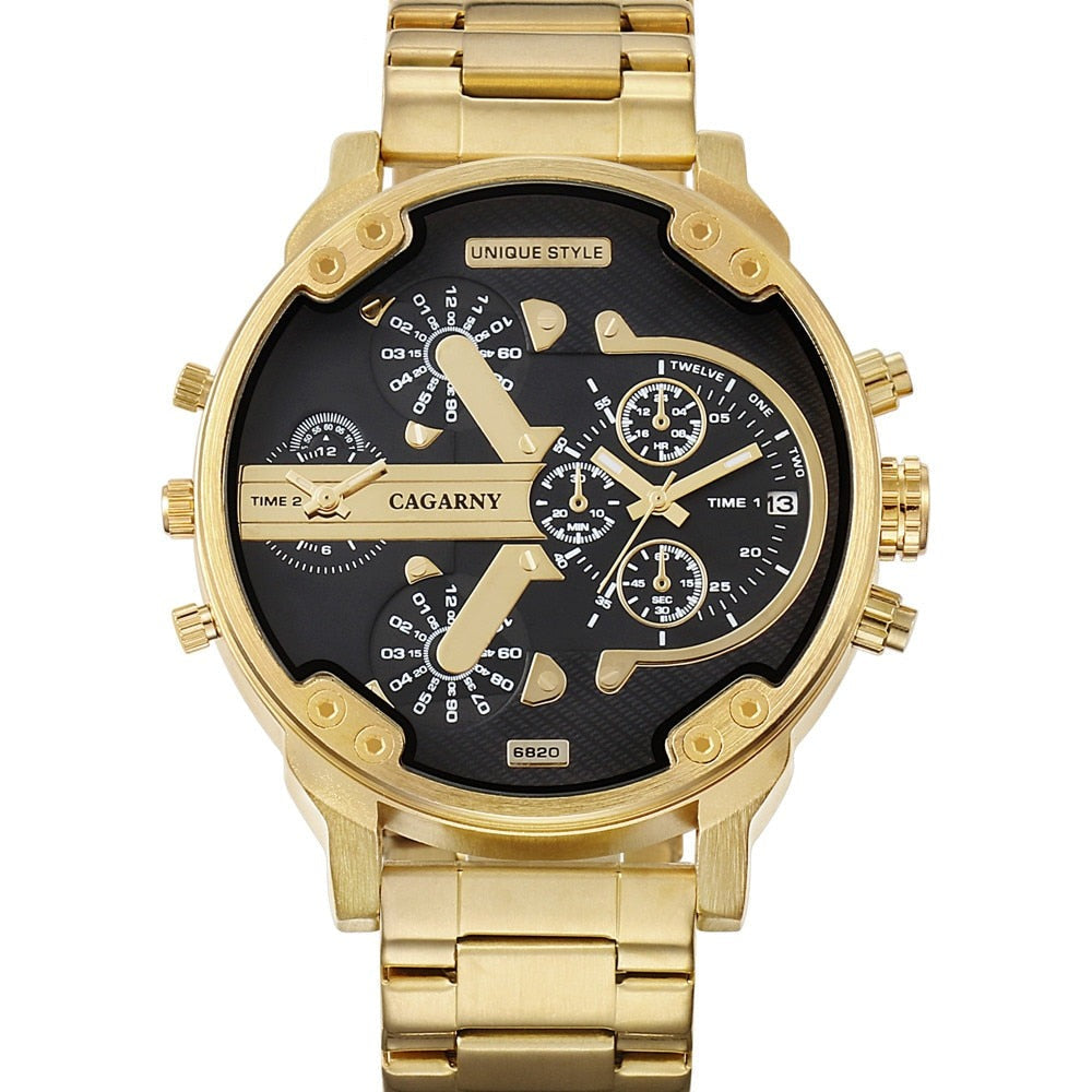 watches : Horloge Heren Zilver-Zwart - Relogio Quartz Herenhorloge in Goud-Zwart van Pantino