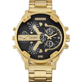 watches : Horloge Heren Zilver-Zwart - Relogio Quartz Herenhorloge in Goud-Zwart van Pantino