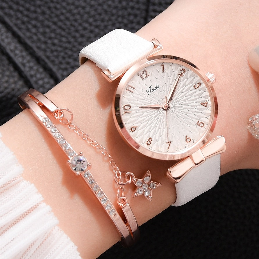 watches : Horloge met Magnetische Band Dames Goud in Wit - Leren band van Pantino