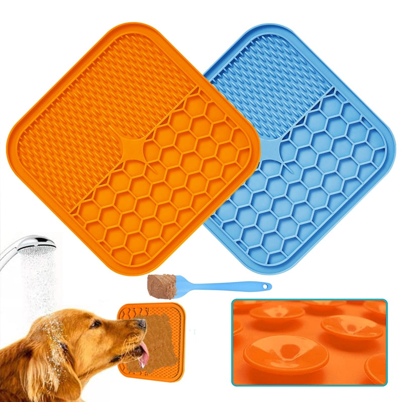 pets : Lik Matje - Blije Huisdier, Blije Jij - Blauw in Blauw + Oranje + Gratis Spatel van Pantino