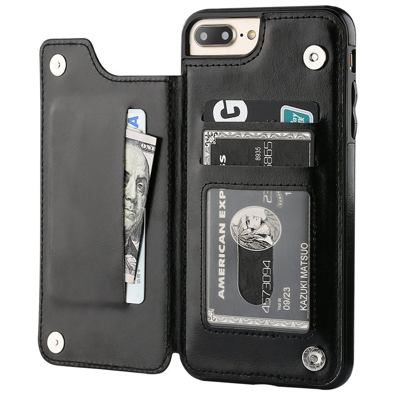 Phone Case : Portemonnee Zwart - IPhone Leren Hoesje in Zwart van Pantino