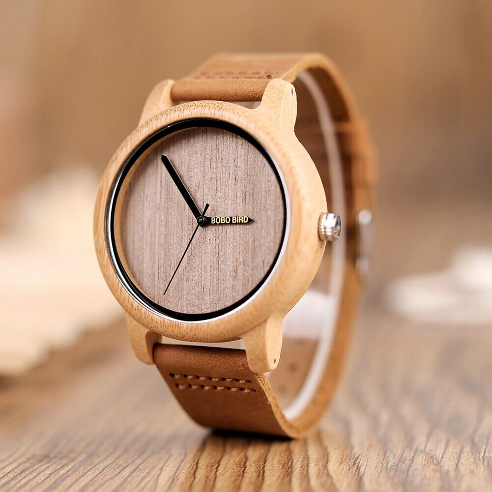 watches : Dames Houten Horloge Ebony & Bamboe - Elegant & Lichtgewicht in Maple van Pantino