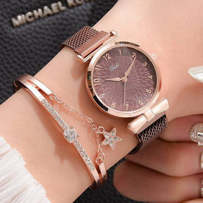 watches : Horloge met Magnetische Band Dames Goud in Koffie - Magnetische band van Pantino