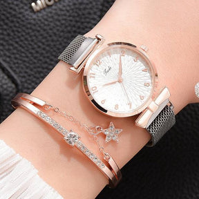watches : Horloge met Magnetische Band Dames Goud in Zilver - Magnetische band van Pantino