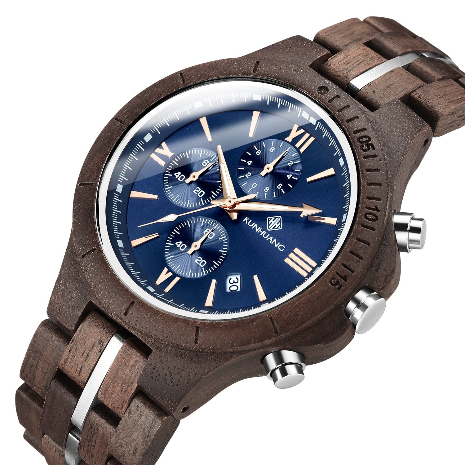 watches : Horloge Heren Olijf - Houten in Walnoot van Pantino