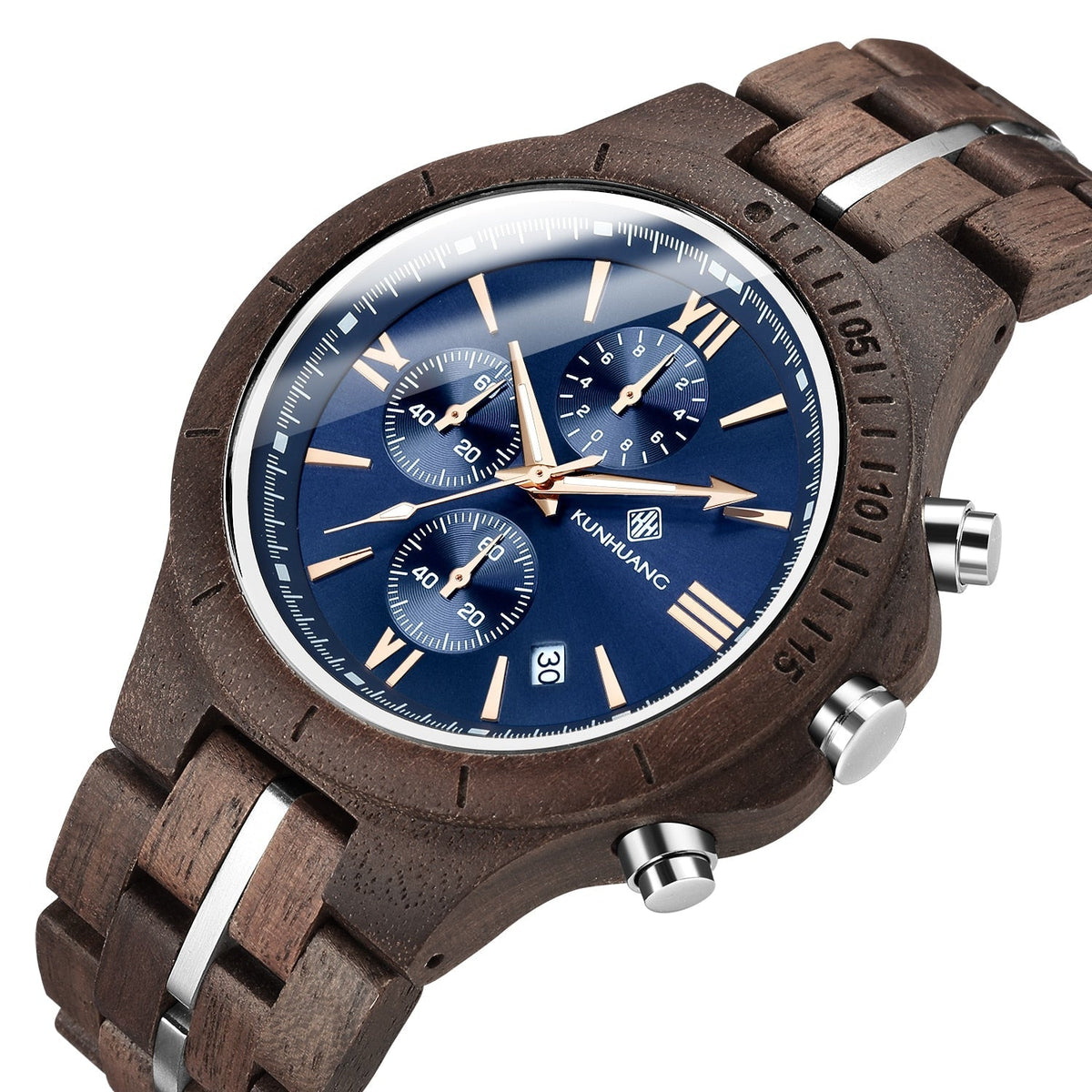 watches : Horloge Heren Olijf - Houten in Walnoot van Pantino