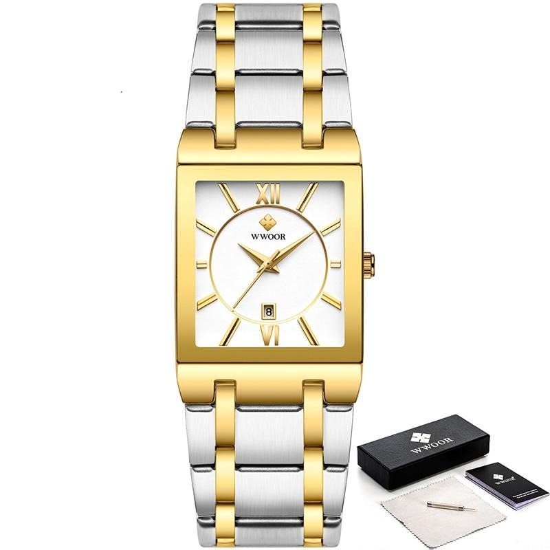 watches : Horloge Heren Volledig Goud - Luxe Quartz Polshorloge in Goud wit van Pantino