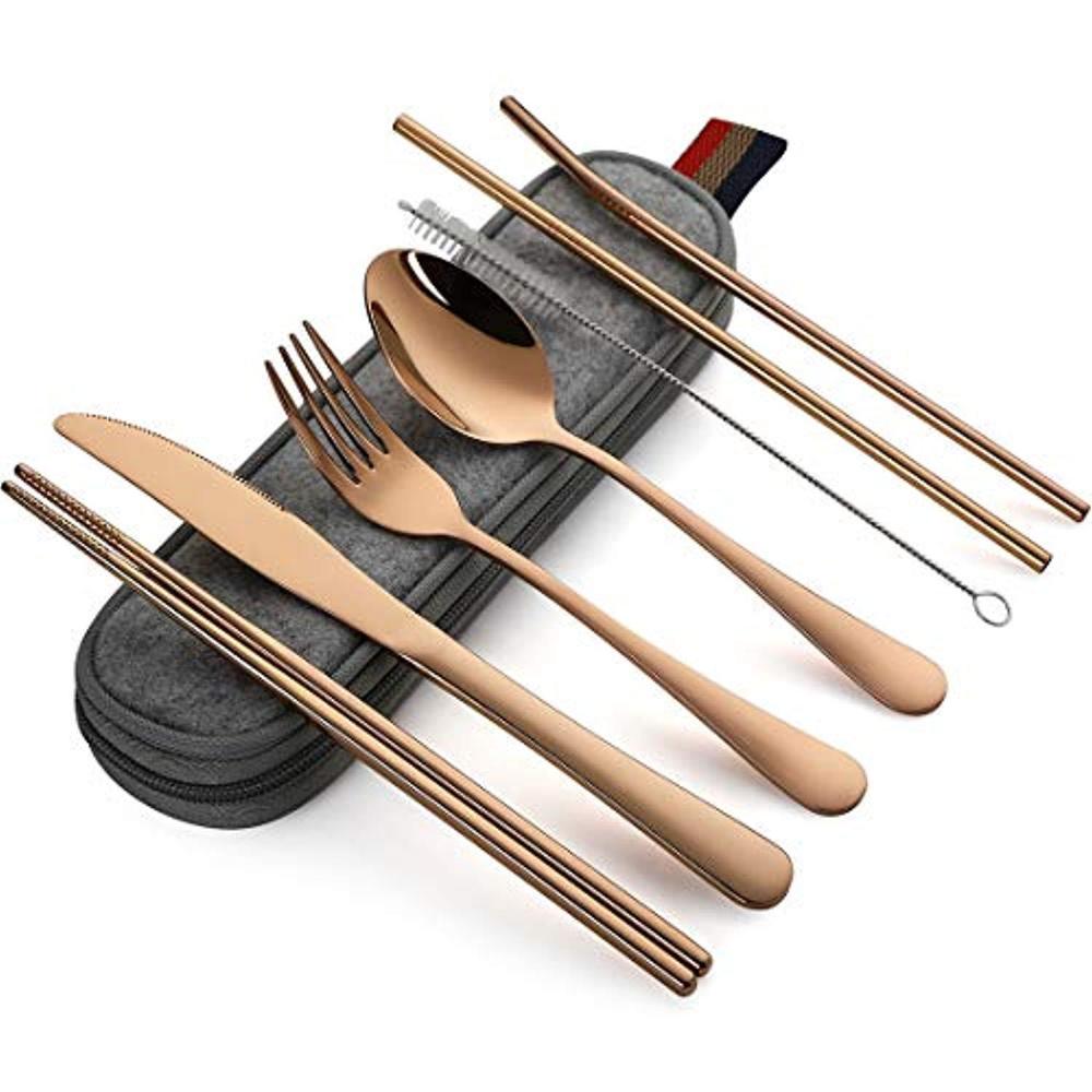 outdoor equipment : Herbruikbare Reisbestek Set - Goud in Koper van Pantino