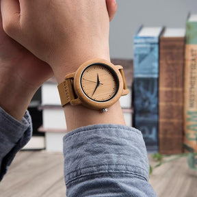 watches : Dames Houten Horloge Ebony & Bamboe - Elegant & Lichtgewicht in van Pantino