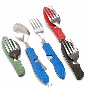 outdoor equipment : 4 in 1 Opvouwbaar Bestek Mini Aluminium - Zwart in van Pantino