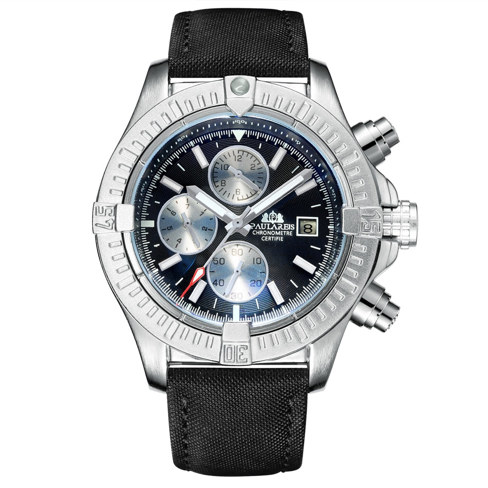 watches : Horloge Zwart - Automatisch Zelfopwindend in Zilver Zwarte Panda van Pantino
