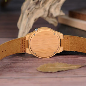 watches : Dames Houten Horloge Ebony & Bamboe - Elegant & Lichtgewicht in van Pantino