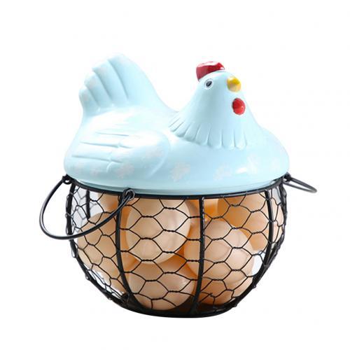 home & garden : Keramisch Eier Bewaarmandje - Wit in Blauw van Pantino