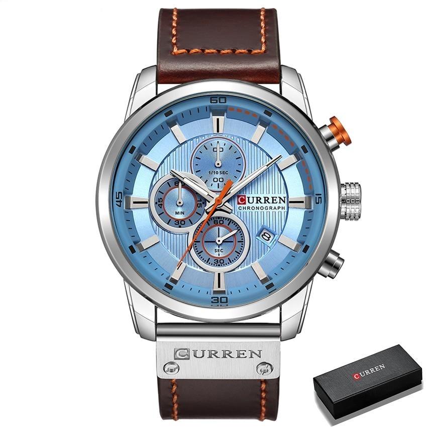 watches : Horloge Heren Zwart - Curren Chronograaf Polshorloge voor in Zilver blauw van Pantino