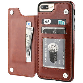 Phone Case : Portemonnee Zwart - IPhone Leren Hoesje in Bruin van Pantino
