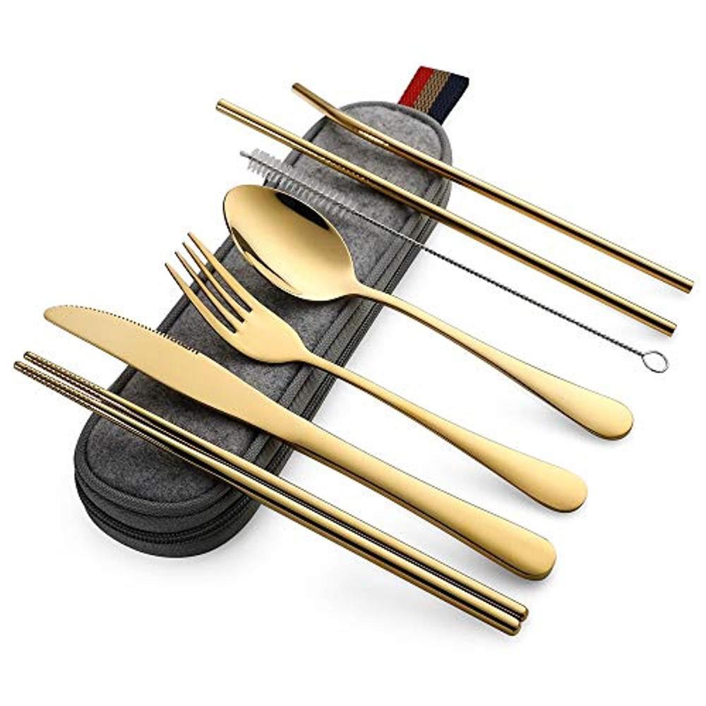 outdoor equipment : Herbruikbare Reisbestek Set - Goud in Goud van Pantino