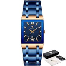 watches : Horloge Heren Volledig Goud - Luxe Quartz Polshorloge in Rose blauw van Pantino