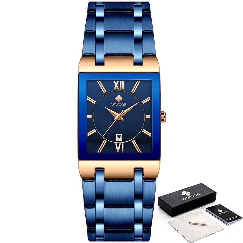 watches : Horloge Heren Volledig Goud - Luxe Quartz Polshorloge in Rose blauw van Pantino