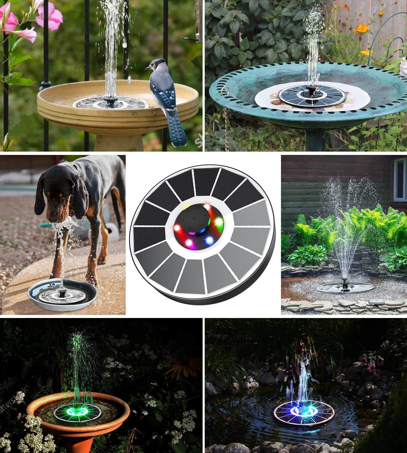 outdoor equipment : LED Zonne Waterfontein voor Tuin & Vijver | Duurzame fontein met hoge waterdruk in van Pantino
