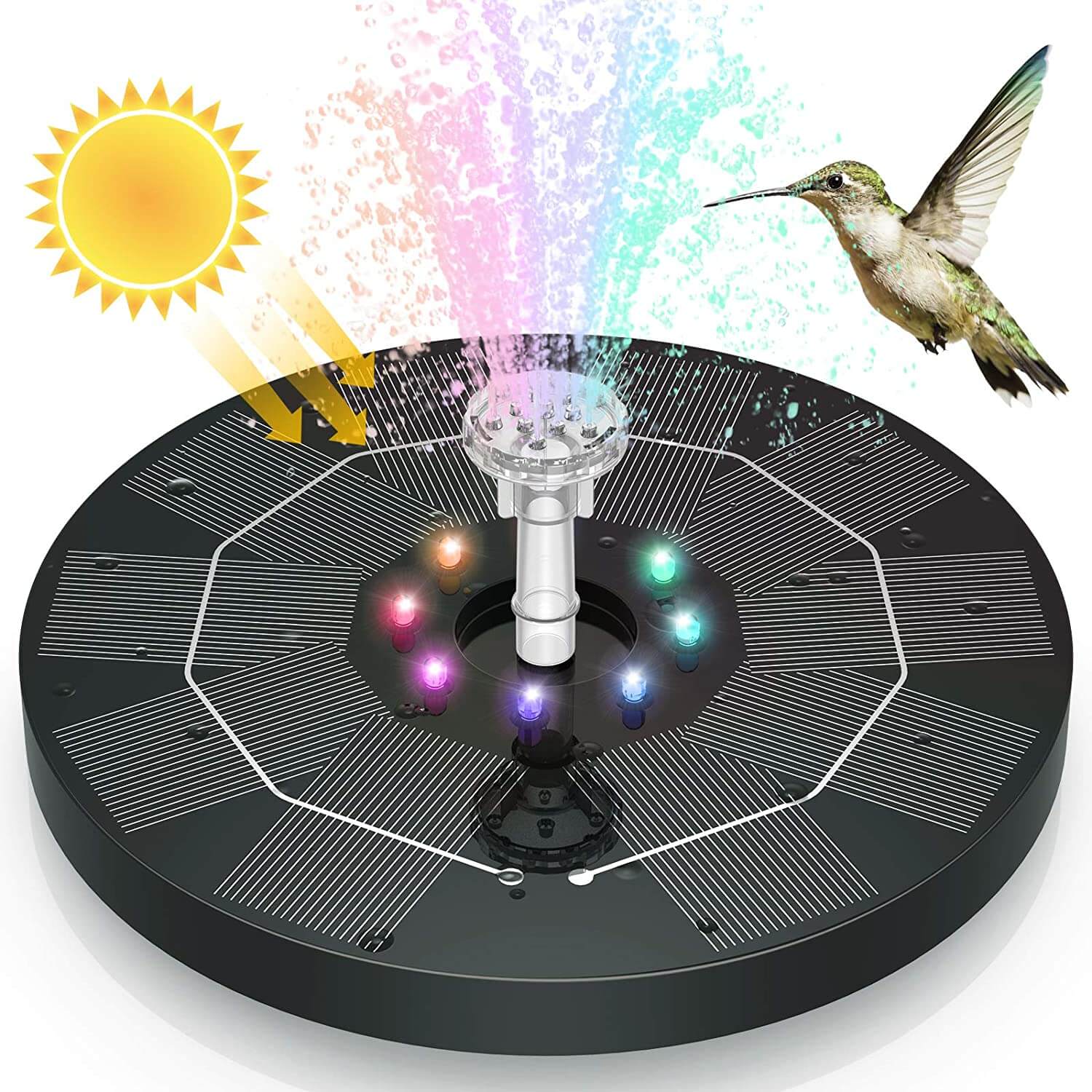 outdoor equipment : LED Zonne Waterfontein voor Tuin & Vijver | Duurzame fontein met hoge waterdruk in van Pantino