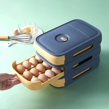 home & garden : Eier Organizer voor keuken, automatische rollende eierhouder in diepblauw kunststof in Diepblauw 1+1 GRATIS van Pantino