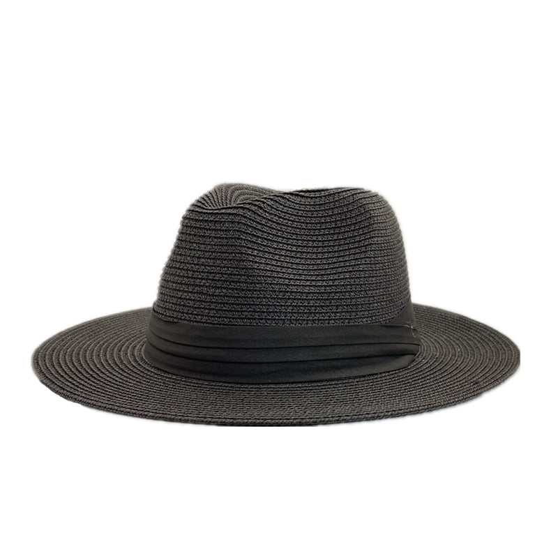 Panama Hat : Hoed Dames Marine Blauw - Panama Strohoed in Zwart van Pantino