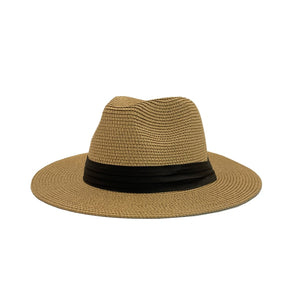 Panama Hat : Hoed Dames Marine Blauw - Panama Strohoed in Khaki van Pantino