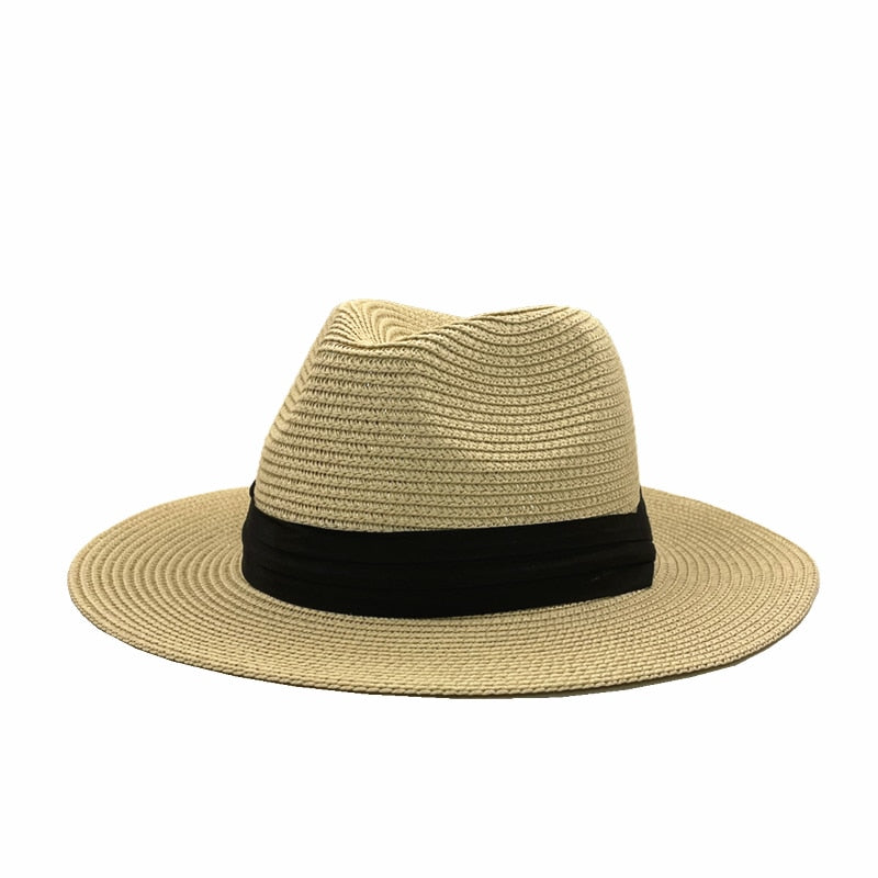 Panama Hat : Hoed Dames Marine Blauw - Panama Strohoed in Beige van Pantino
