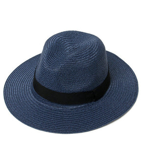 Panama Hat : Hoed Dames Marine Blauw - Panama Strohoed in Marine Blauw van Pantino