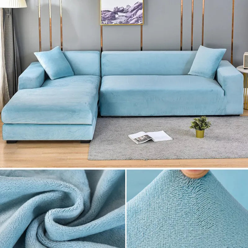 home & garden : CouchCover - Zachte Antislip Meubelbeschermer - Grijs in Lichtblauw van Pantino