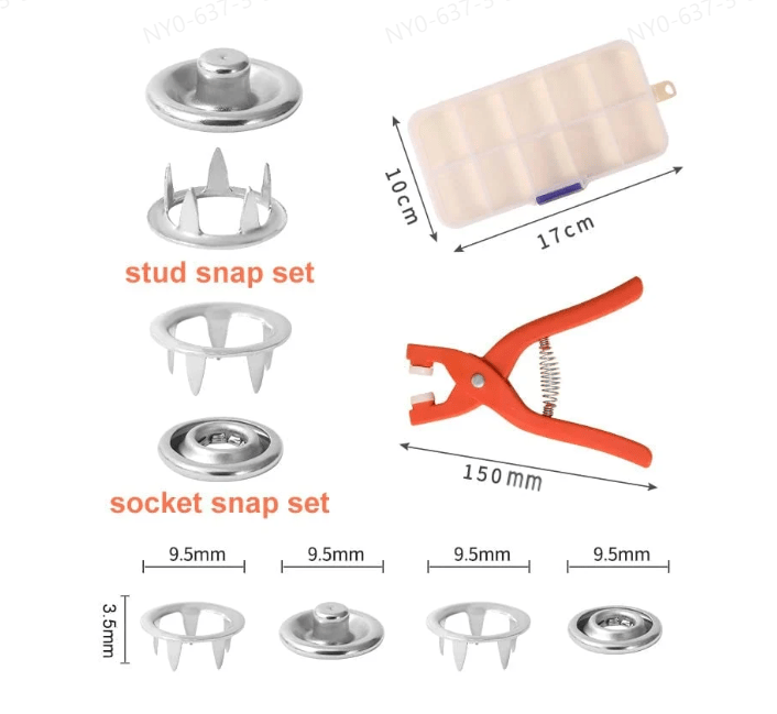 Sewing Tool Set : Metalen Drukknopen Set 100 stuks – Naaimachine Klemtangen & Stitch Gereedschap voor Kleding in van Pantino
