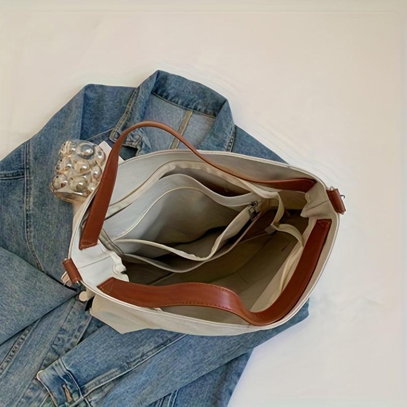 bags : Schoudertas Crèmewit - AdeleBag - Eenvoudige Canvas in van Pantino