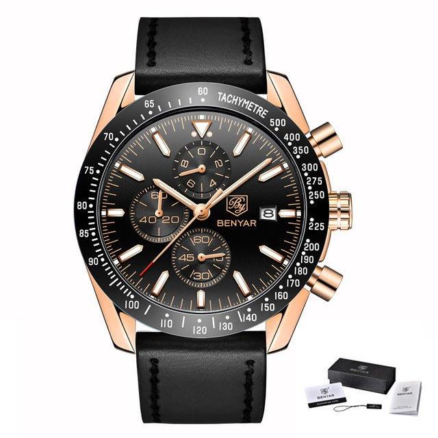 watches : Men's Waterproof Quartz Watch - Staal Zilver Blauw in L Zwart Goud Zwart B van Pantino