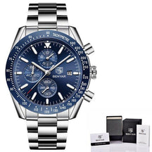 watches : Men's Waterproof Quartz Watch - Staal Zilver Blauw in Staal Zilver Blauw B van Pantino